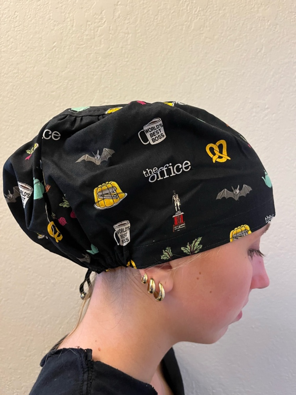 Lot of 3 The Office New Handmade Euro Scrubcaps